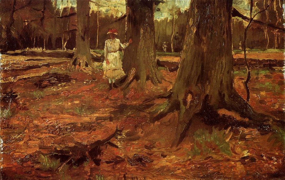 A Girl in White in the Woods, 1882, Vincent van Gogh
